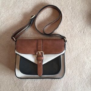Black, brown & cream leather purse, small satchel